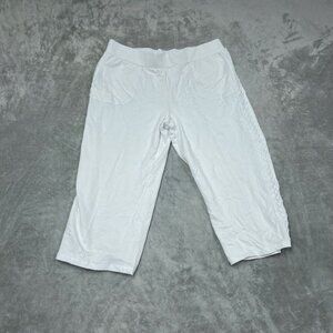 LOGO Lori Goldstein Womens White Crop Pants LP Size a0363